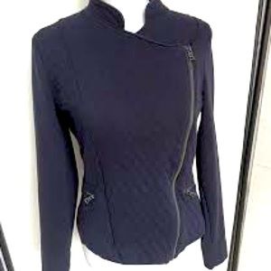 Navy Quilted Moto Jacket